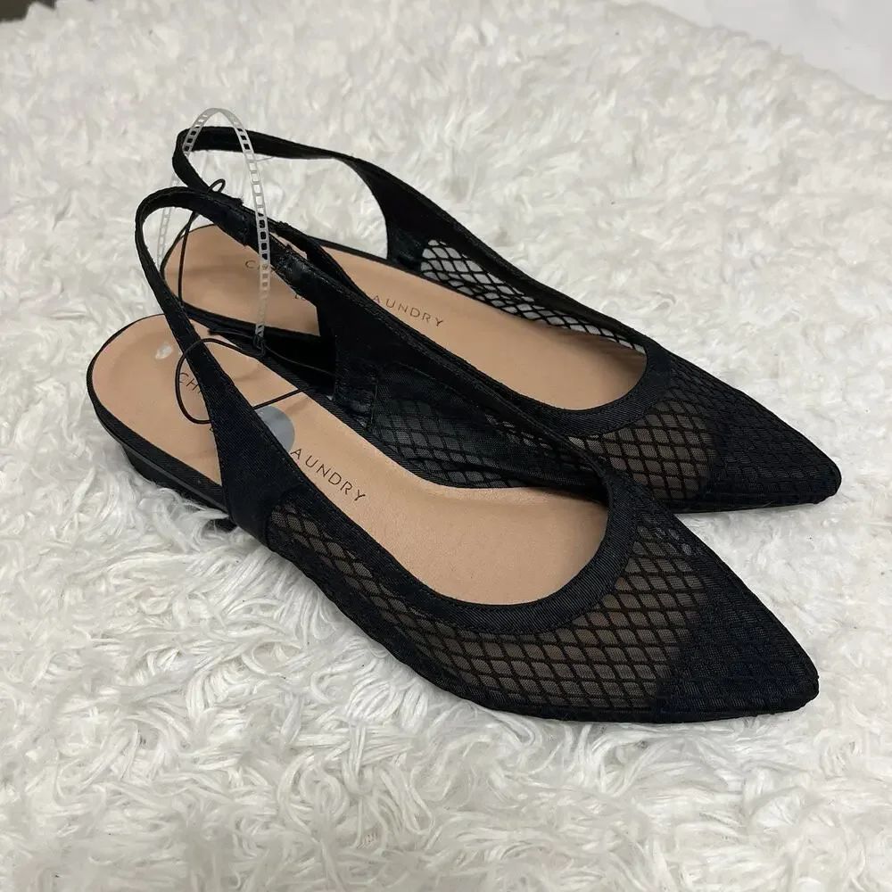 Chinese Laundry Pointed Toe Shoes sling back mesh black size 7.5M style#WLH-005